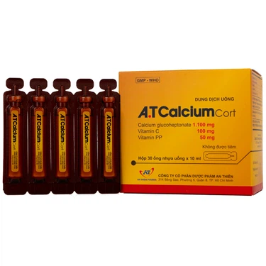 Dung dịch uống bổ sung vitamin và khoáng chất cho cơ thể A.T Calcium Cort An Thiên hộp 30 ống x 10ml
