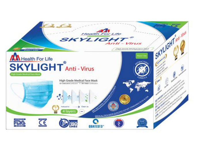 Khẩu trang y tế 4 lớp Skylight Anti - Virus (xanh) hộp 50 cái