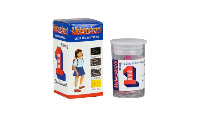 Thuốc điều trị giun sán Mebendazol 500mg (NAM HÀ) hộp 1 lọ, lọ 1 viên quả núi