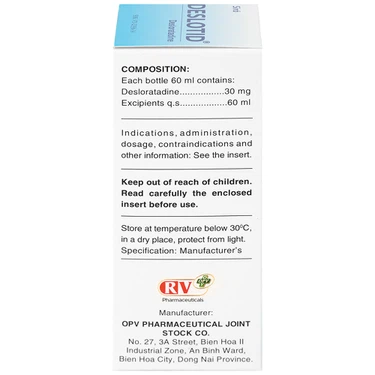 Siro trị viêm mũi dị ứng Deslotid OPV chai 60ml