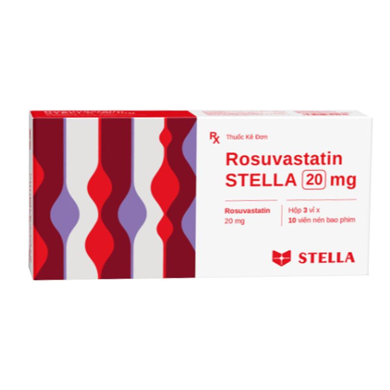 Thuốc hạ mỡ máu Rosuvastatin STELLA 20 mg hộp 30 viên