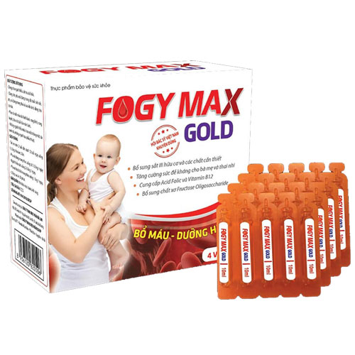Bổ sung sắt và acid folic cho bà mẹ và thai nhi Fogy Max Gold hộp 4 vỉ x 5 ống x 10ml