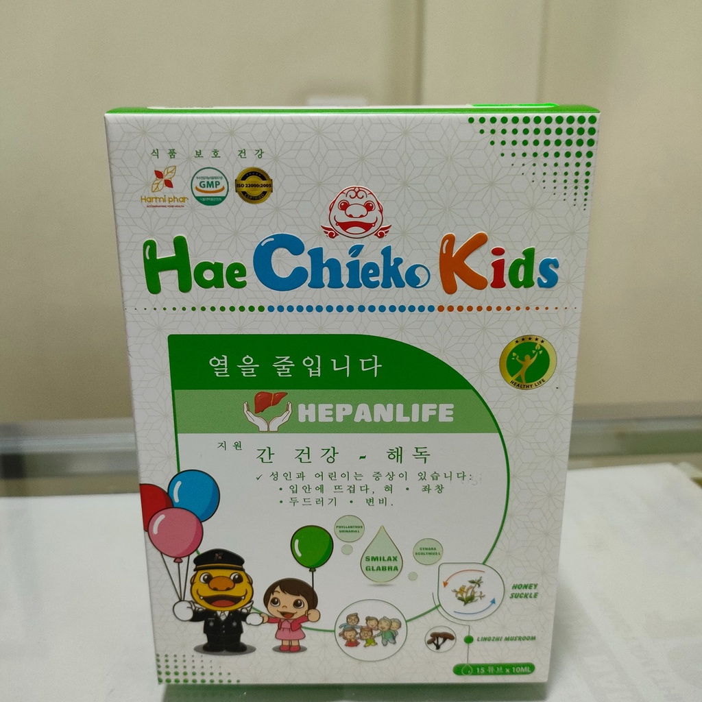 Hỗ trợ mát gan, giải độc Hae Chieko Kids Thanh Nhiệt Hepanlife hộp 3 vỉ x 5 ống x 10ml