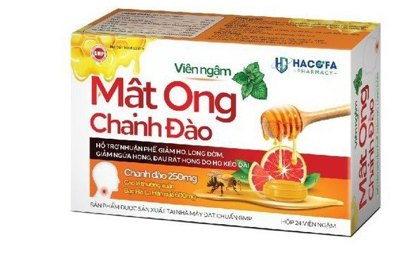 Viên ngậm Mật Ong Chanh Đào Hacofa hộp 3 vỉ x 8 viên
