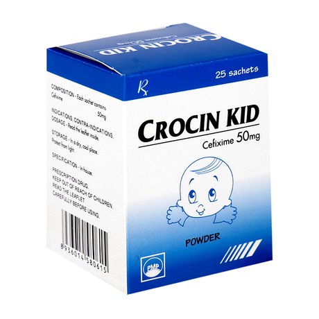 Thuốc kháng sinh Crocin Kid 50mg hộp 25 gói
