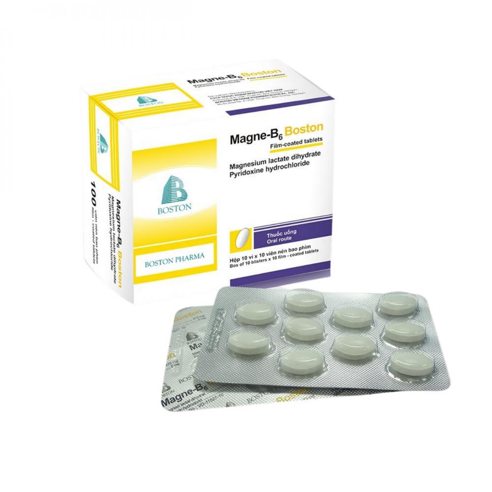 Thuốc uống Magne-B6 Boston hộp 10 vỉ x 10 viên nén bao phim