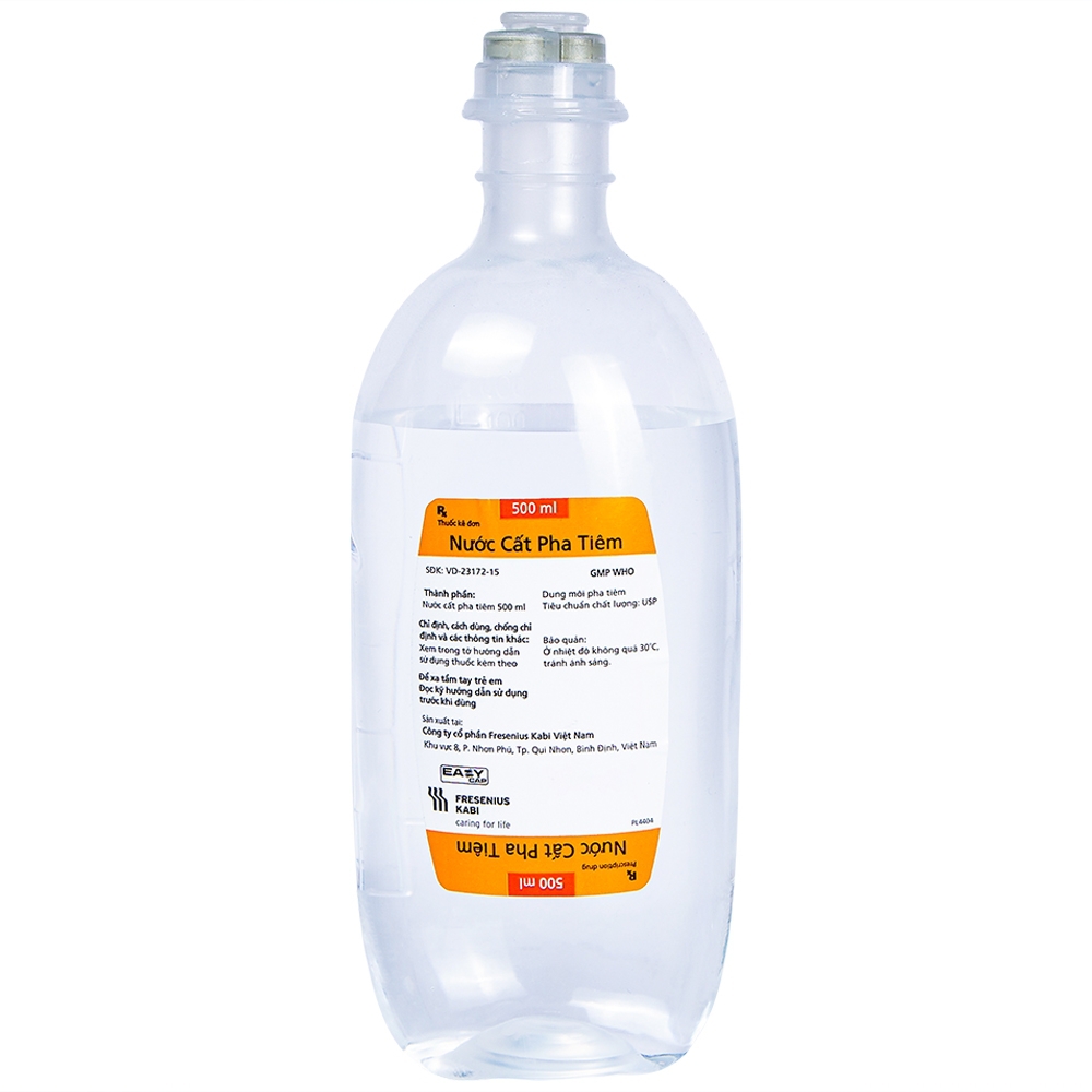Dung môi pha tiêm Nước Cất Pha Tiêm Fresenius Kabi 500ml chai 500ml