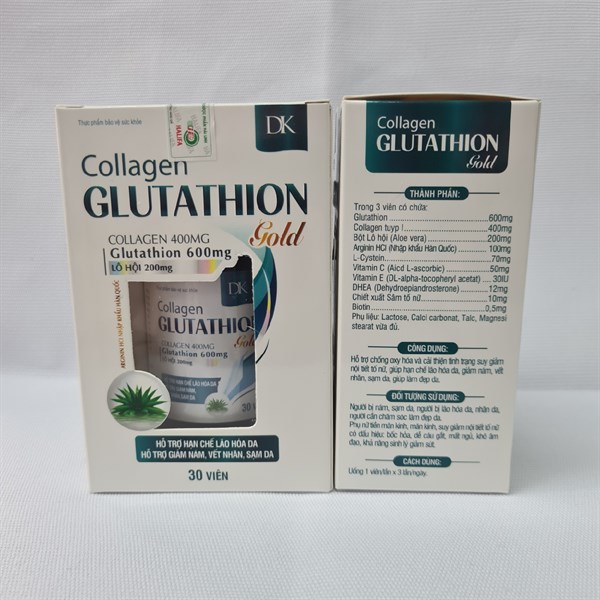 Viên uống tăng cường nội tiết tố nữ, chống lão hóa da và cơ thể Collagen Glutathione Gold hộp 1 lọ 30 viên
