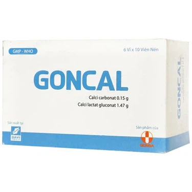 Thuốc phòng ngừa và điều trị thiếu canxi Goncal hộp 6 vỉ x 10 viên