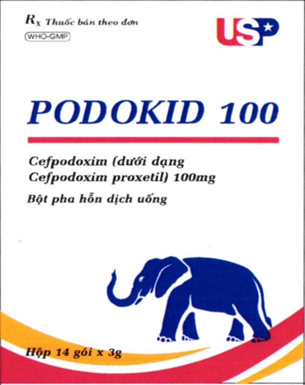 Thuốc bột pha hỗn dịch uống Podokid 100 hộp 14 gói x 3g