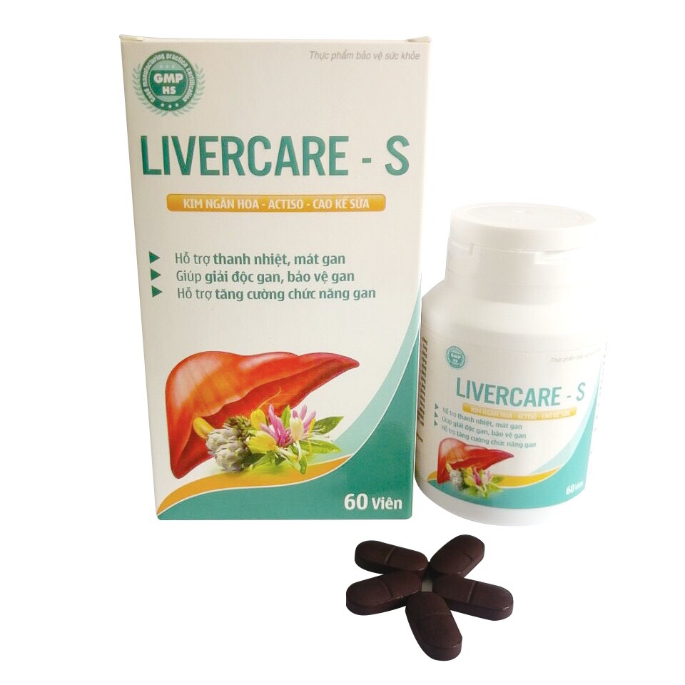 Hỗ trợ thanh nhiệt, mát gan Livercare - S hộp 1 lọ 60 viên nén