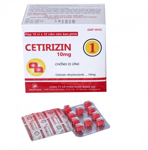Thuốc chống dị ứng CETIRIZIN 10 mg (DONAIPHARM) hộp 10 vỉ x 10 viên