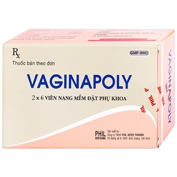 Viên đặt phụ khoa Vaginapoly hộp 2 vỉ x 6 viên