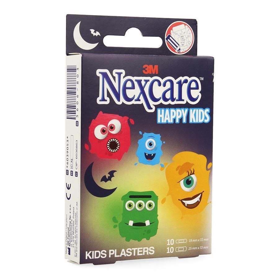 Băng cá nhân trẻ em NEXCARE Happy Kids hộp 10 miếng 19x72mm và 10 miếng 25x72mm