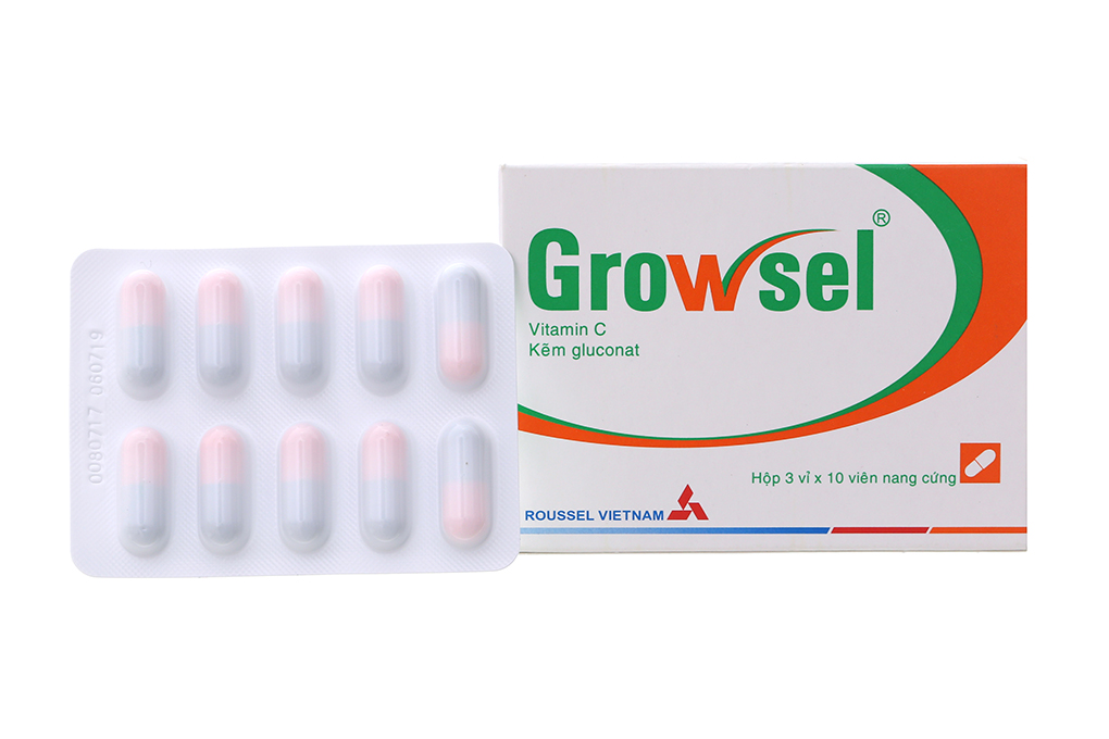 Thuốc bổ sung vitamin C, kẽm Growsel  hộp 30 viên