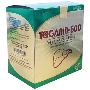 Thuốc điều trị tăng amoniac máu, rối loạn khó tiêu Toganin 500 hộp 12 vỉ x 5 viên