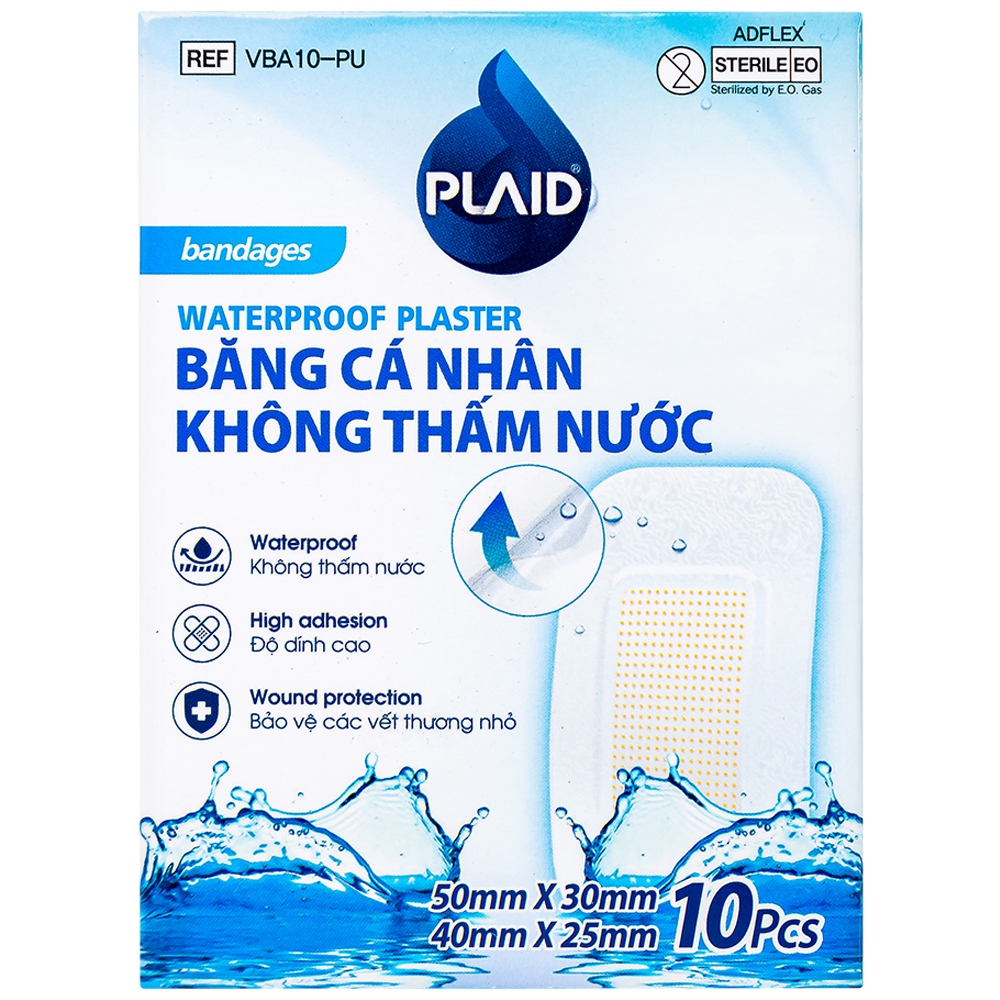 Băng cá nhân không thấm nước Waterproof Plaster hộp 10 miếng