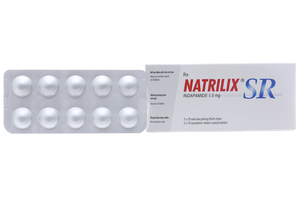 Thuốc trị cao huyết áp Natrilix SR 1.5mg  hộp 30 viên
