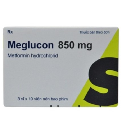 Điều trị đái tháo đường tuýp 2 Meglucon 850mg hộp 3 vỉ x 10 viên