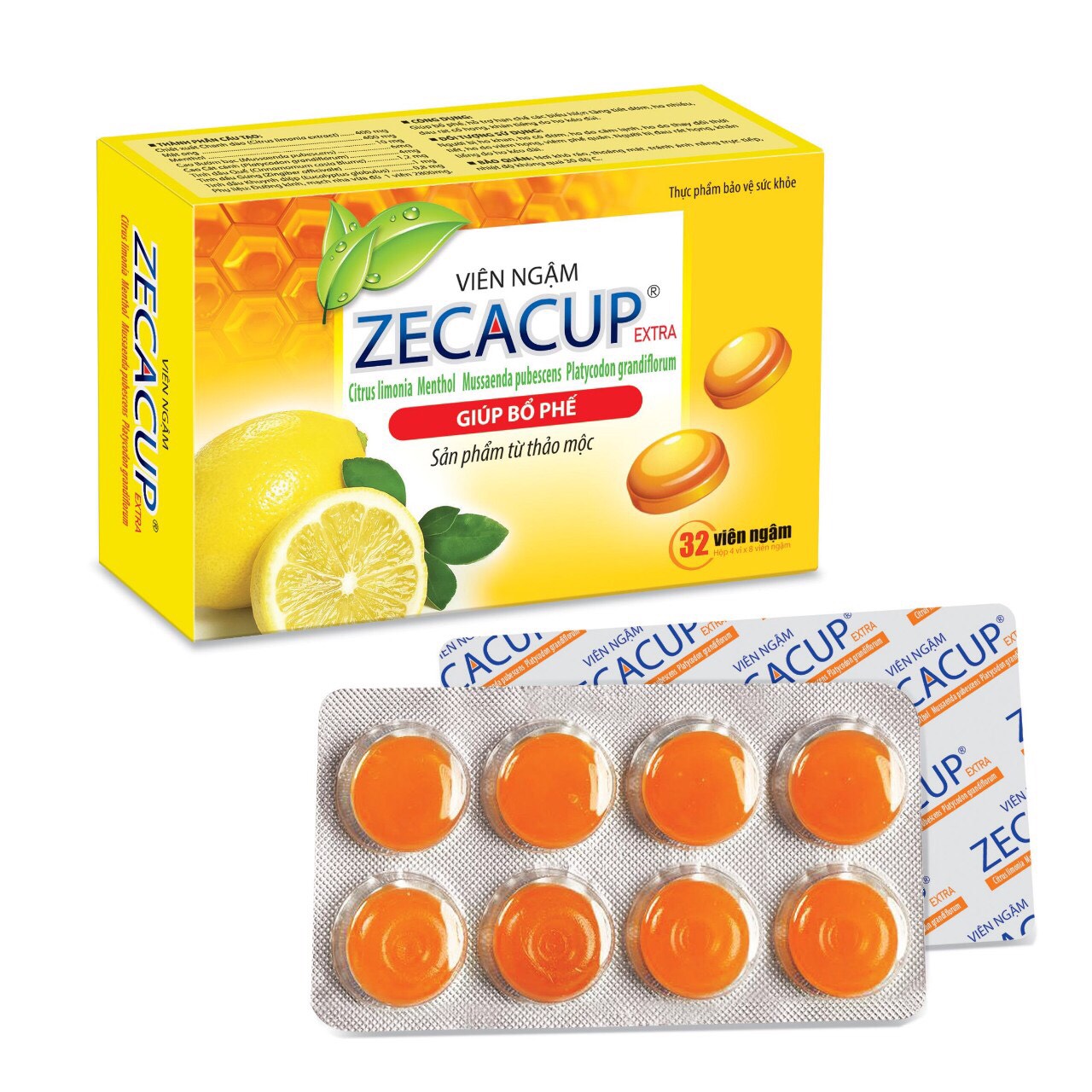 Viên ngậm trị ho Zecacup Extra hộp 32 viên