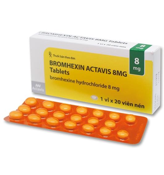 Thuốc ho, long đờm Bromhexin Actavis 8mg hộp 20 viên