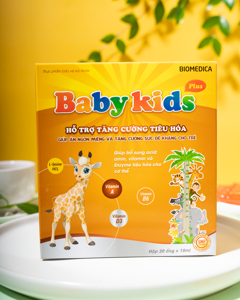 Giúp bổ sung acid amin, vitamin và Enzyme tiêu hóa Babykids Plus hộp 20 ống x 10 ml