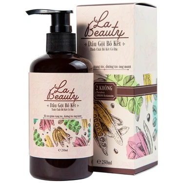 Loại bỏ dầu nhờn, ngăn nấm, gàu, phục hồi hư tổn, giảm gãy rụng dầu gội bồ kết La Beauty hộp x 250ml