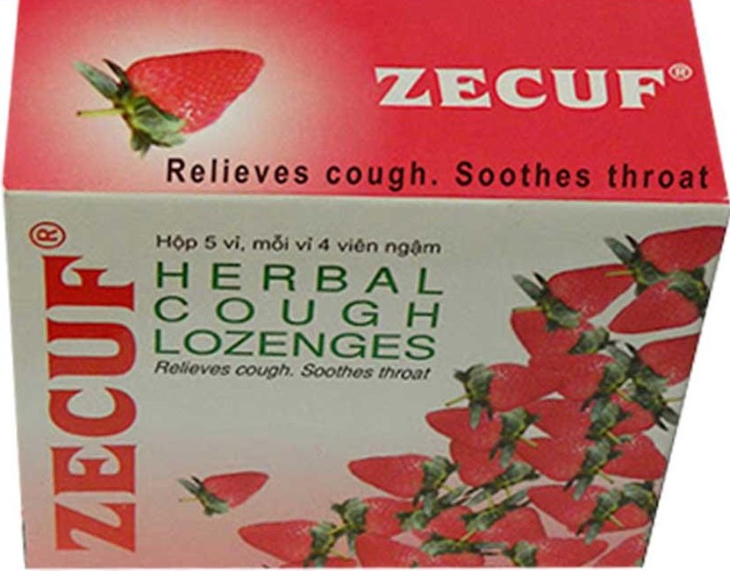 Thuốc giảm ho Zecuf Herbal Cough Lozenges (vị dâu) hộp 5 vỉ x 4 viên ngậm