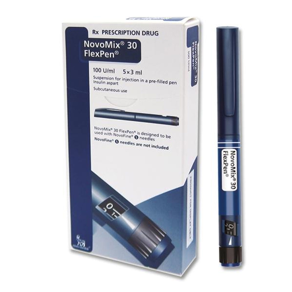 Hỗn dịch tiêm trong bút tiêm bơm sẵn NovoMIX 30 FlexPen 100 U/ml hộp 5 bút x 3ml