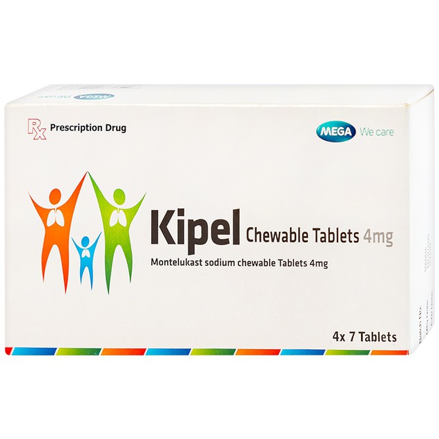 Điều trị hen suyễn, co thắt phế quản, viêm mũi dị ứng Kipel Chewable Tablet 4mg MEGA We care hộp 4 vỉ x 7 viên