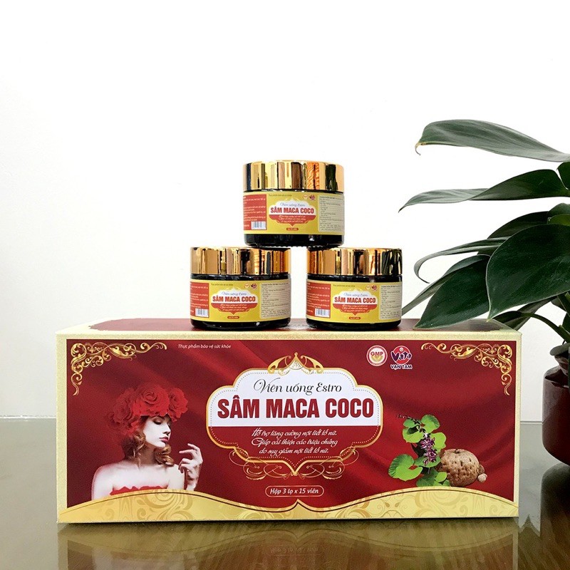 Tăng cường nội tiết tố nữ Viên uống Estro Sâm Maca Coco hộp 3 lọ x 15 viên