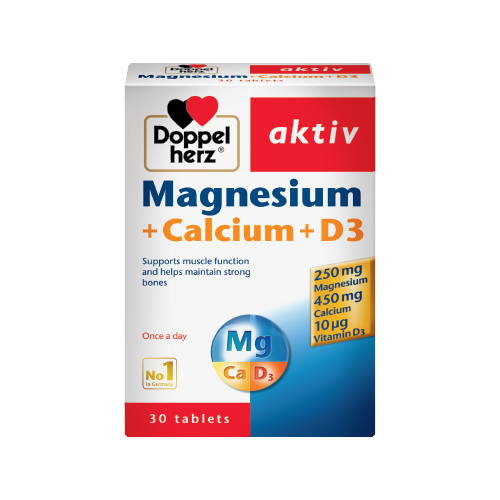 Thực phẩm hỗ trợ xương khớp Magnesium + Calcium + D3 Doppelherz hộp 30 viên