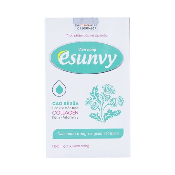 Viên uống giảm mụn trứng cá, giảm vết thâm Esunvy hộp 1 lọ 30 viên