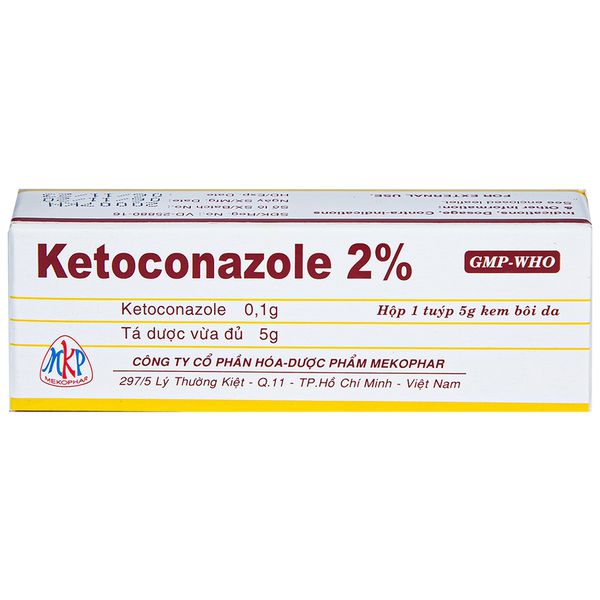 Thuốc trị nấm da, niêm mạc Ketoconazole 2% hộp 1 tuýp 5g kem bôi da