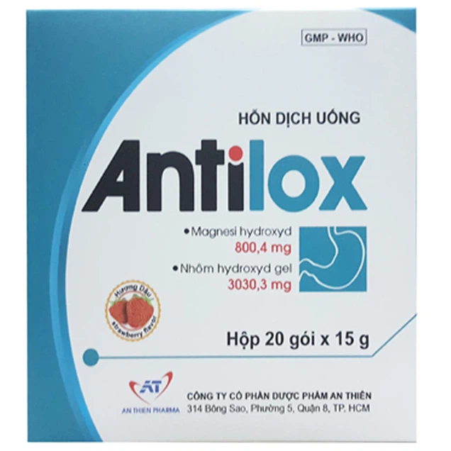 Hỗn dịch uống điều trị viêm loét dạ dày, tá tràng Antilox An Thiên hộp 20 gói x 15g