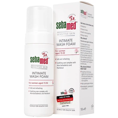 Giúp làm sạch dịu nhẹ đa vùng kín, giúp ngăn mùi hôi dung dịch vệ sinh phụ nữ Intimate Wash Foam Sebamed hộp 1 chai x 200ml