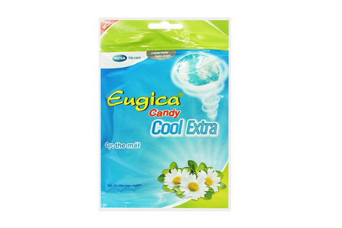 Kẹo thảo dược hỗ trợ làm dịu cơn ho, giảm đau rát họng Eugica Candy Cool Extra gói 15 viên