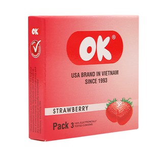 Bao cao su OK Strawberry hộp 3 cái