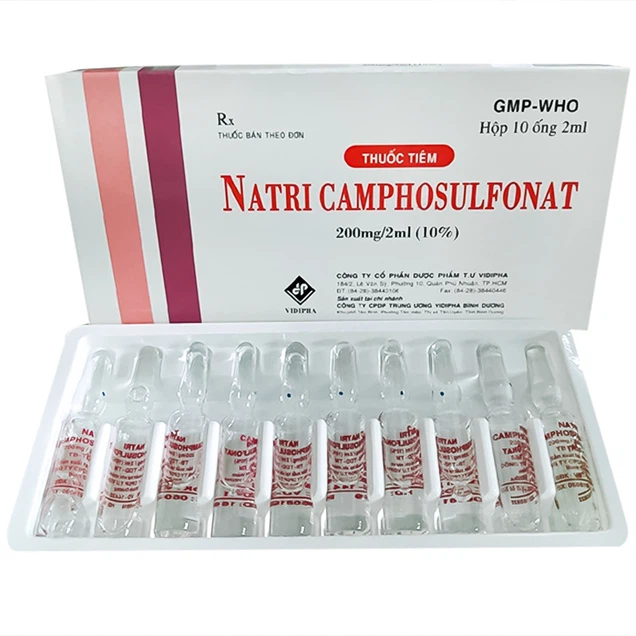 Dung dịch tiêm Natri Camphosulfonat 200mg/2ml Vidipha hộp 1 vỉ x 10 ống x 2ml