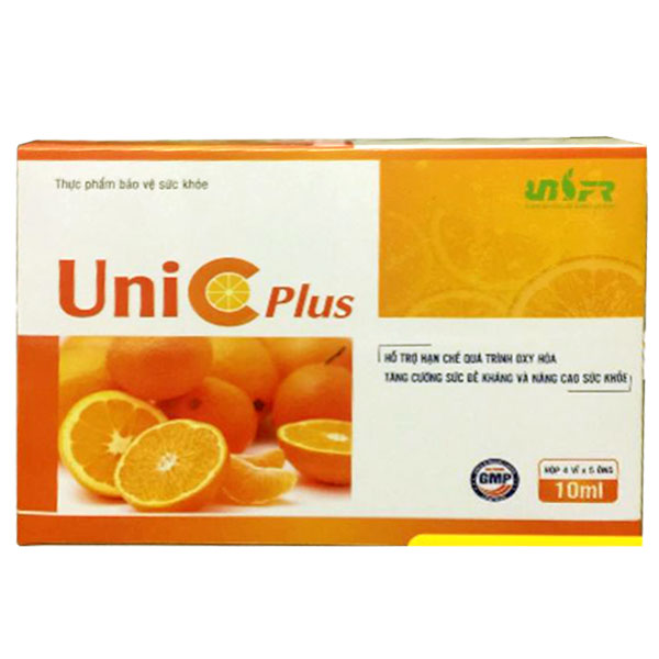 Hạn chế quá trình oxy hóa, tăng cường đề kháng Uni C Plus hộp 4 vỉ x 5 ống x 10ml