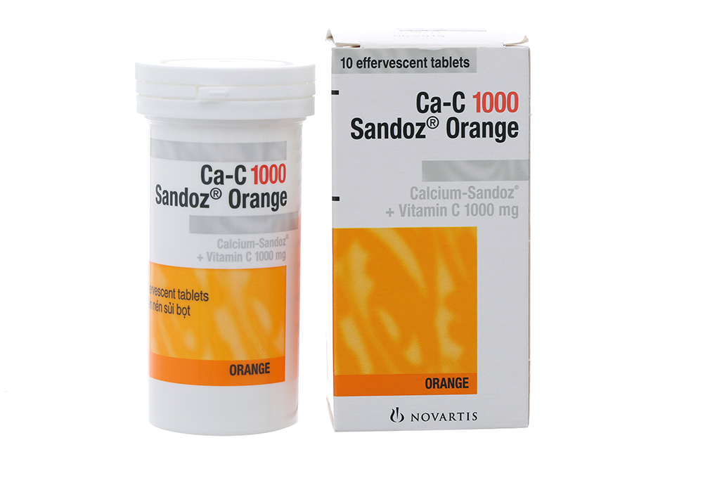 Viên sủi bổ sung canxi Ca - C 1000 Sandoz Orange hộp 1 tuýp 10 viên