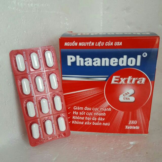 Thuốc giảm đau, hạ sốt Phaanedol Extra hộp 15 vỉ x 12 viên