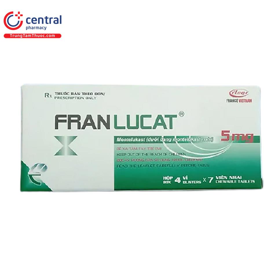 Thuốc hen suyễn FRANLUCAT 5MG hộp 28 viên