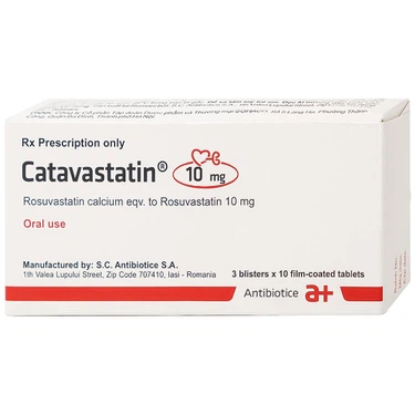 Thuốc hạ mỡ máu Catavastatin 10mg S.C Antibiotice hộp 3 vỉ x 10 viên
