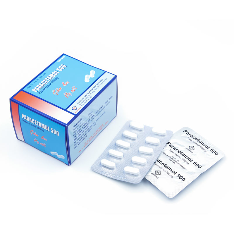 Thuốc giảm đau, hạ sốt Paracetamol 500mg Medipharco hộp 50 vỉ x 10 viên