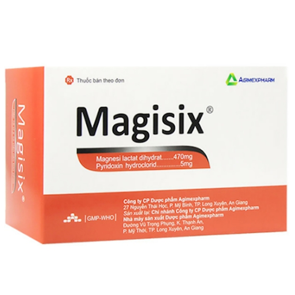 Điều trị các bệnh lý thiếu magie Magisix Agimexpharm hộp 10 vỉ x 10 viên