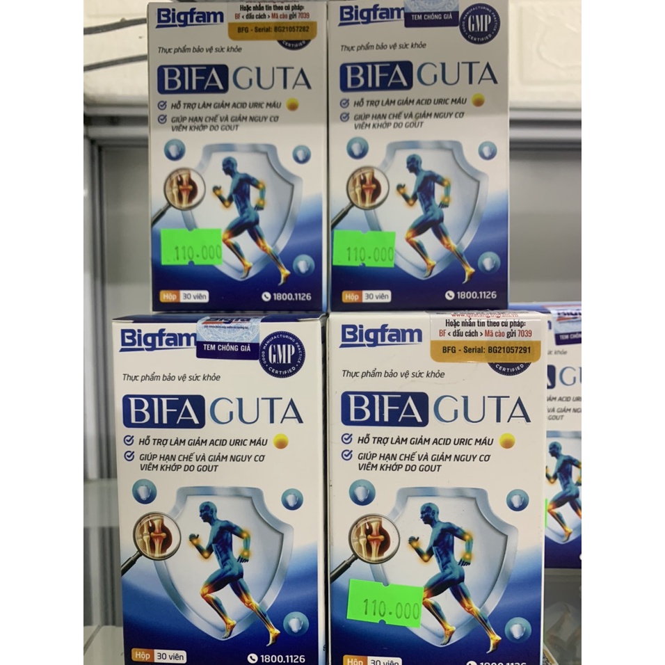 Hỗ trợ giảm acid uric máu BIFA GUTA hộp 30 viên