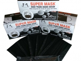 Khẩu trang 4 lớp Super Mask (đen) hộp 50 cái