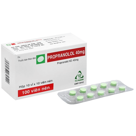 Thuốc trị tăng huyết áp Propranolol 40mg hộp 100 viên