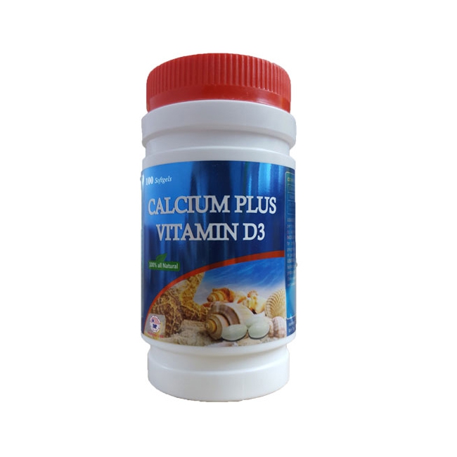 Viên uống hỗ trợ và phòng loãng xương, xốp xương Calcium Plus Vitamin D3 chai 100 viên